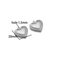 Silver stainless steel heart charm variant with 20mm width and 1.5mm hole size - Silver Heart 06