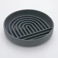 Dark grey silicone slow feeder dog bowl with a round rainbow maze pattern design - High Quality Bowl / Dark Gray
