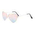 Vintage heart shaped sunglasses with rose gold metal frame and pink blue gradient lenses - Red Blue Gradient