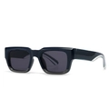 Modern navy blue square sunglasses with transparent spliced temples and dark lenses - Dark Blue Frame Grey Lens