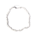 Macro detail of irregular white crystal stone necklace with silver lobster clasp - White Howlite Crushed Stone Necklace