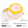 Colgante de cristal rosa con forma de dona y núcleo de acero inoxidable DIY - Rosa/Amarillo-4Pzas / 4 Piezas