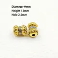 Golden vintage 9x12mm barrel bead with embossed patterns for DIY jewelry making - G-2 Gold Carved Pillar