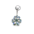 Blue-green AB crystal flower keychain with silver metallic hardware for women's handbag - 4.5*12cm / Light Blue