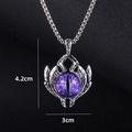 Macro view of gothic devil eye pendant showing detailed dimensions and purple iris - Large Version / Purple