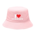 Pink cotton bucket hat featuring I Love Germany heart print with a wide stitched brim - M / 4# I Love Germany - Light Pink