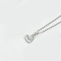 Silver-tone heart pendant necklace with unique honeycomb texture on a fine link chain - Letter V / Silver