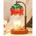 Aromatherapy candle warmer lamp with strawberry glass shade and wooden base - Rotary Dimming Plug (us Standard) / Mz-025 Strawberry + Oval Walnut Color + Round Head Lifting Model