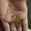 Ganchos dorados para pendientes con bola mostrados en mano para ver el tamaño - Gancho de oreja francés / Bronce Antiguo