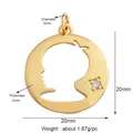 Golden round hollow face silhouette pendant with micro-set zircon for DIY jewelry - Face Star Hollow (K301731-Gold)