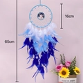 Blue Tree of Life dream catcher with layered feathers and size markings at 65cm - Cherry Blossom Dream [blue] - A Quality Choice / Default Quality Choice
