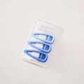 Set of 3 pastel blue triangle hair clips on a white display card for women - Blue Teardrop Set