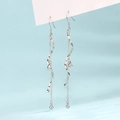 Silver wave spiral drop earrings with long chain tassels and hooks for women - Long Wave Tassel Ear Hook