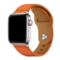 Orange leather magnetic link strap for Apple Watch Series 9 8 Ultra 2 with visible grain - 22mm / Orange