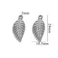 Silver stainless steel leaf charm pendants with dimensions of 24mm by 10.5mm for DIY jewelry - Veined Leaf 613 / Silver