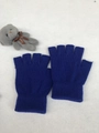 Blue knitted fingerless gloves with ribbed cuffs and elastic winter thermal material - One Size / Sapphire Blue