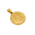 Golden Libra zodiac coin necklace pendant with sunburst texture and wavy edge - Libra - Single Pendant