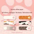 Cat paw index stickers with 6 feline patterns, 180 sheets of adhesive memo notes - Meow Step Index Stickers