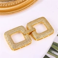 Elegant gold square cubic zirconia connector for jewelry bracelets and necklaces - Style-40 (Gold Square Double Loop)