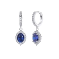 Elegant S925 sterling silver earrings with sapphire blue zircon and diamond accents - Lze05-p