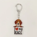 Detail of beagle dog acrylic keychain featuring vivid UV printing and silver metal ring - Beagle Style (17)