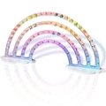 Rainbow acrylic earring display stand with gradient colors and white cloud base - Iridescent