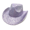 Detail of silver cowboy hat featuring vibrant purple cracked geometric line patterns - M (56-58cm) / Purple