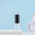 Empty clear glass essential oil roller bottle with black cap for perfume storage - 3ml Black