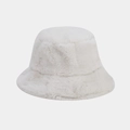 Winter minimalist white faux fur bucket hat with warm plush texture for women - M (56-58cm) / Off White