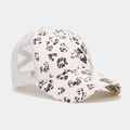 Detail view of leopard print baseball cap with breathable mesh back and canvas front - Style 10-Beige Leopard