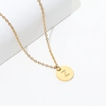 18k gold plated stainless steel necklace with round pearl and letter Z pendant - Gold Z