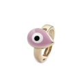 Roze druppelvormige evil eye ring in goudkleurig metaal met verstelbare band - Roze