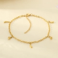 18K gold plated anklet featuring golden beads and peanut charms with adjustable chain - Peanut Gold Ball Charm Style(KJ4342-Z)