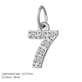 Silver number 7 pendant with paved zircon stones for DIY necklaces and bracelets - 7-Silver