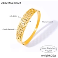 Detail of 18k gold plated titanium steel mesh bangle with Czech diamond inlay and hollow rings - Inner Diameter approx 6.2cm/Width approx 1.4cm / Gold