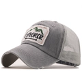 Γκρι καπέλο trucker με πλέγμα, σήμα Explorer και κέντημα βουνού σε vintage στυλ - 04 Γκρι