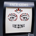 Symmetric face gems set with red, black, and silver rhinestones for Halloween makeup - ws006 Tri-color Symmetrical