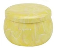 4.4oz round drum metal candle tin with yellow and white marble pattern design - 75*50MM C310 Yellow Marble Empty Tin