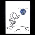 Blue planet-shaped natural agate stone on a creative astronaut healing card - Blue Spot Stone