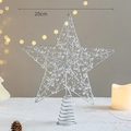 Silver 20cm Christmas tree top star with beads and metallic wire for holiday decor - Silver Bead Tree Top Star 20cm With Light