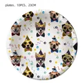 Hunde-Motto Partyteller mit Corgis und Bulldoggen, 10er Set Einweg-Pappteller 23cm - Große Teller - Neuer Hundestil