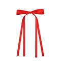 Détail d'un nœud papillon en satin rouge avec de longs rubans et texture lisse - Rouge (12)