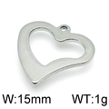 Colgante de corazón hueco en acero inoxidable plateado con 15mm de ancho y 1g - Color Acero (KLJ4758-Z)