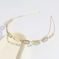 Cerchietto a catena cava dorata con maglie ovali e strass di cristallo scintillanti - Cerchietto Ovale