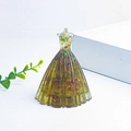 Wedding dress model resin figurine with sparkling gold glitter and colorful sequins - Multicolor