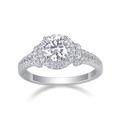 Classic Halo Moissanite Ring with round brilliant cut center stone in S925 sterling silver - US Size 9 / 1ct Moissanite (Style R13029)