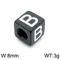 8mm black square stainless steel alphabet cube bead with letter B for DIY jewelry - Letter B Black (KLJ1167-Z)