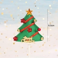6.5cm green ribbon Christmas tree cake topper with Merry Christmas gold plaque - Ribbon Folded Christmas Tree Style