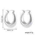 Detail showing 31mm silver chunky C-shaped hoop earrings with precise size dimensions - Textured C-shaped Style