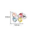 Silver butterfly earring stud with colorful gems and precise dimensions 1.01cm width - Colorful Zirconia Butterfly (940-5# Silver)